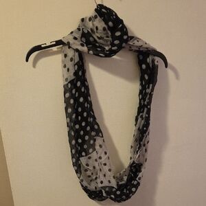 Polka Dot Infinity Scarf - Black and White